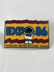 Vintage Expo 86 Vancouver Canada Enamel Lapel Pin Astronaut Souvenir