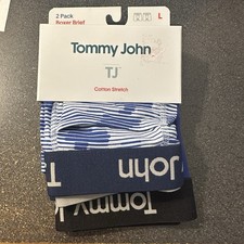 NEW 2 PACK MENS TOMMY JOHN COTTON STRETCH BOXER BRIEF 4" INSEAM LARGE BLUE