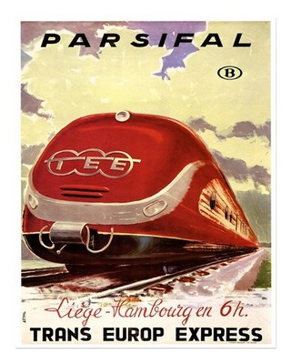 Vintage Zug Wandkunst Trans Europ Express Reise Dekor Zug Wandkunst
