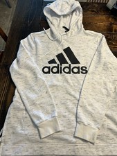 Adidas Woman White Big Logo pullover long sleeve hoodie Size M