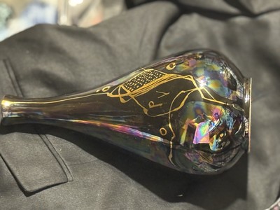 Romulus Renzo Verzolini Questa Majolica Black Gold Platinum Marked Signed