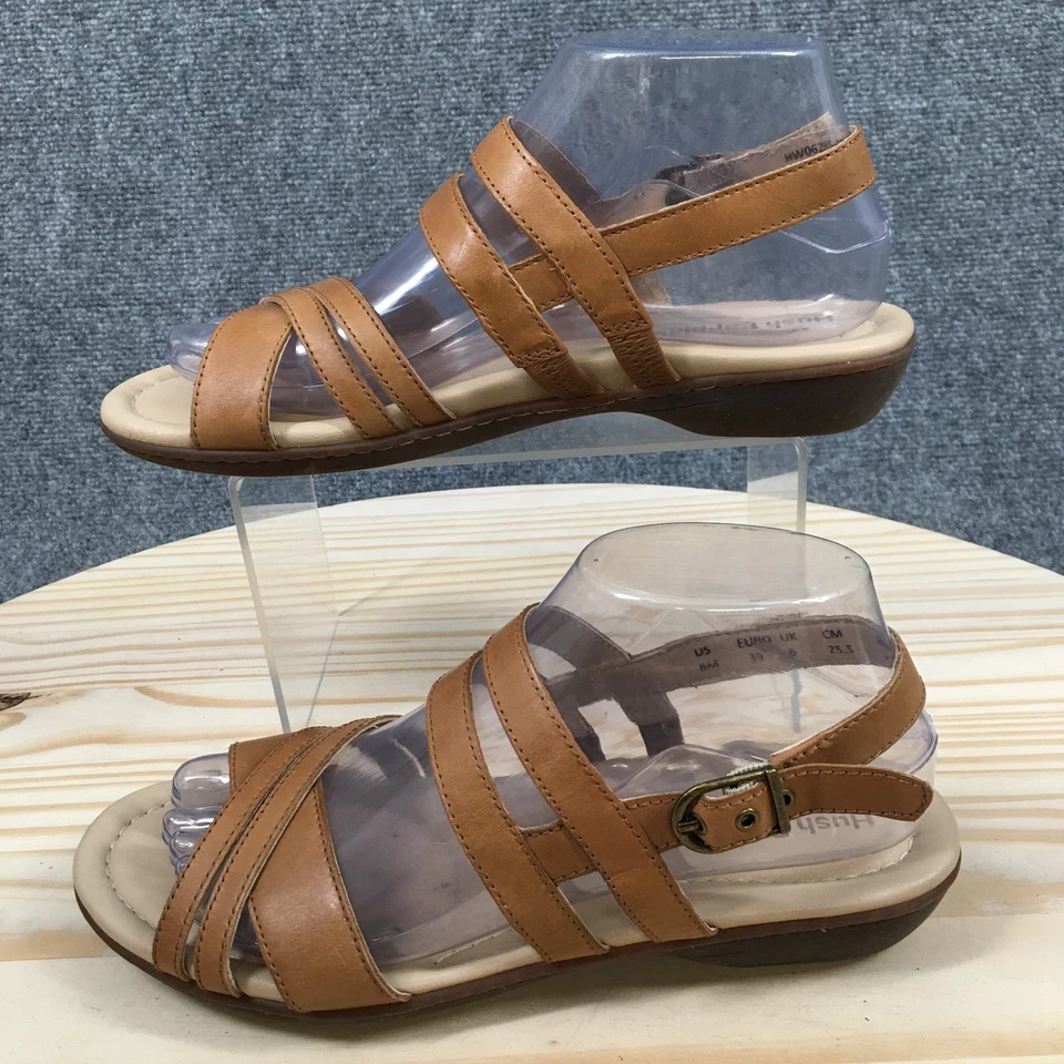 Sandalias Hush Puppies para mujer 8 M con tira trasera marrón hebilla correa punta abierta informales Foto 2 de 4