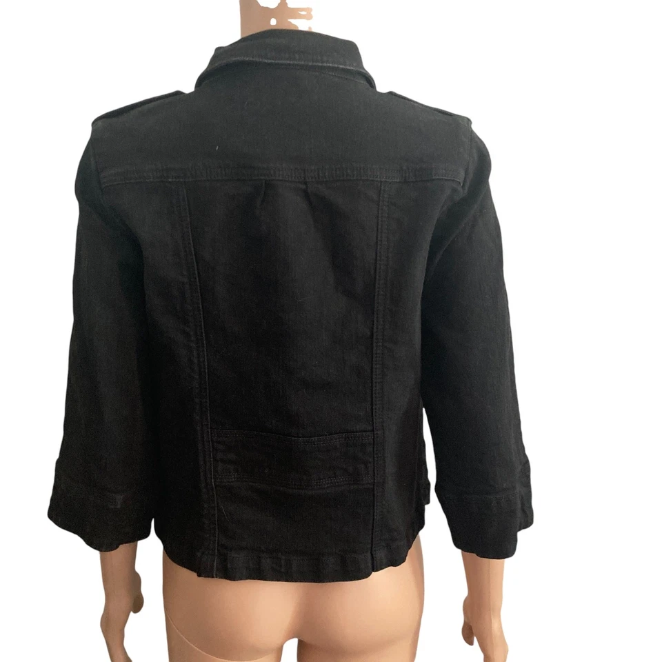 Motto Your Style Mantra Denim Jacket Womens XS Black - Image 2 of 4