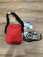 Ansco Silhouette Zoom 35mm Film Camera Black Silver with Case and Battery