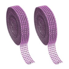 2 Roll 1"x20 Yard Crystal Rhinestones Mesh Ribbon Pink 4mm 