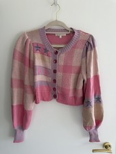 LoveShackFancy Bedford Cropped Cotton-Blend Jacquard Cardigan  XS RRP $345