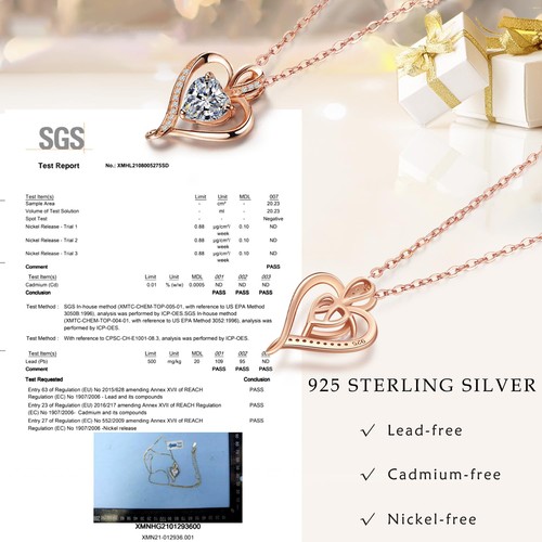 Herzkette 925 Silber Rosegold Gold Damen Halskette - Herz änhänger Silber Ket... - Bild 5 von 6