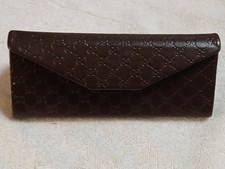 Gucci Monogram Brown Eyeglasses Sunglasses Trifold Case Triangular 6 1/4" Long