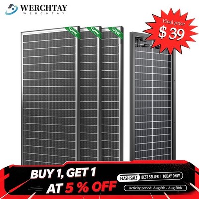3Pack 100 Watt (300W) Bifacial N-Type Solar Panel 18BB Mono 12V/24V Sunshed home