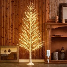 6FT Alpine Christmas Tree 810 LED Warm White Lights Artificial White Tree