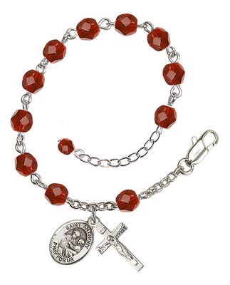 SIE WÄHLEN männlicher Schutzpatron Rosenkranz Armband Glückseligkeit Rubin - Juli Geburtsstein