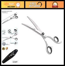 Professional 7.5" Curved Pet Grooming Shears  Adjustable Tension Scissors  440