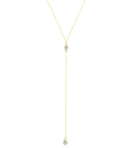 Authentic Gold Plated 925 Sterling Silver CZ Y Lariat Necklace for Women