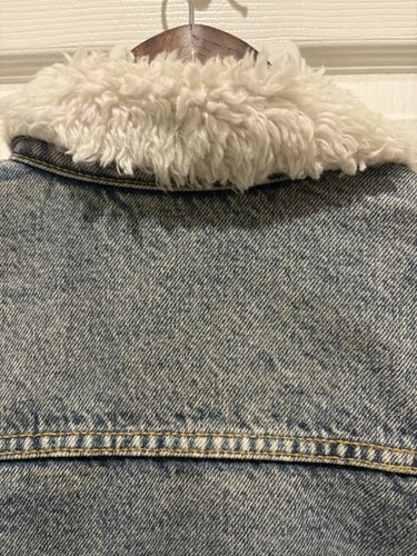 Old Navy Denim Jeans Trucker Jacke Sherpa gefüttert Kragen XS Hipster Unisex - Bild 8 von 11