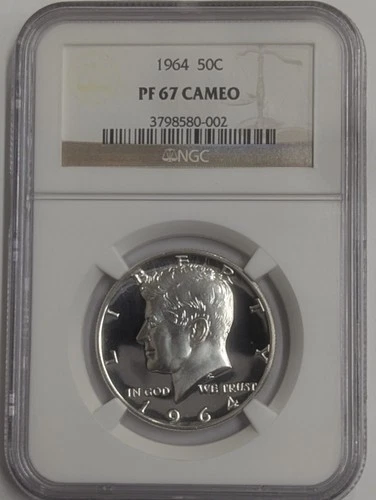 1964 Kennedy Silver Half Dollar 50C Proof 67 PF67 CAMEO NGC Graded