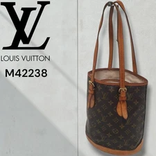 Damaged Louis Vuitton Monogram Petit Bucket Tote Bag M42238