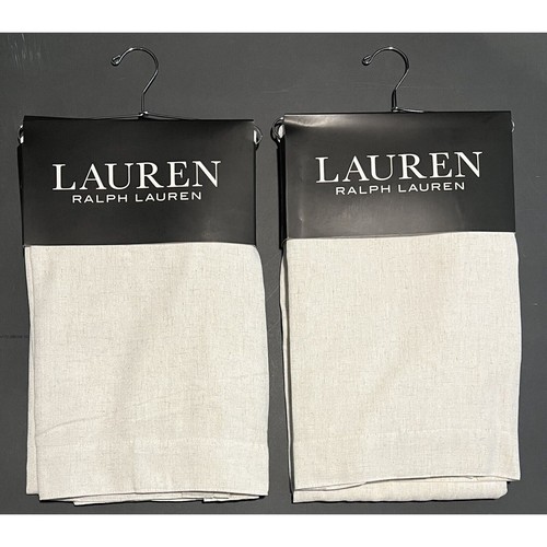 4 Ralph Lauren Belgian Linen Curtain Panels Window 54x108" Natural Ivory Texture