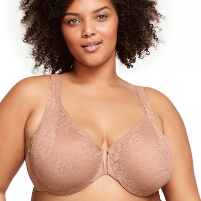Glamorise Lacey T-Back Front Close Wonderwire Bra