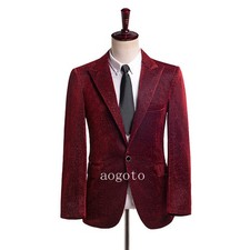 Men Formal Suit Set Sequin Coat Suit Pants Wedding Party Performance Costume Top