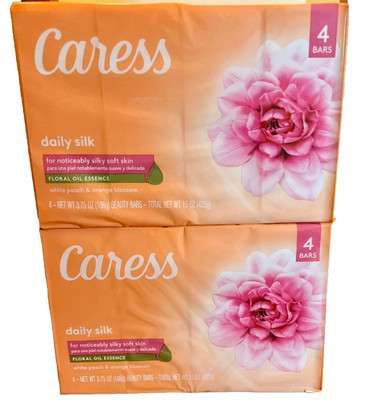 Caress Daily Silk Beauty Bar Soap ~ White Peach & Orange Blossom (8 Count)