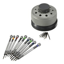 9Pack 0.8-2.0mm Watch Screwdriver Blades Rotating Stand Set Watchmaker Tool F