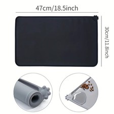 Pet Food Mat Cat Dog Puppy Silicone Feeding Non Slip Waterproof Bowl Mat48x30cm