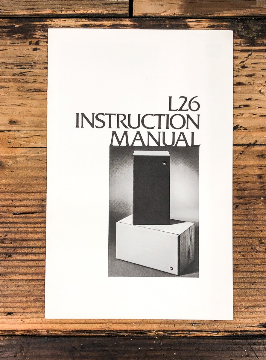 JBL L26 L-26 Speaker Owners / User Manual *Original*