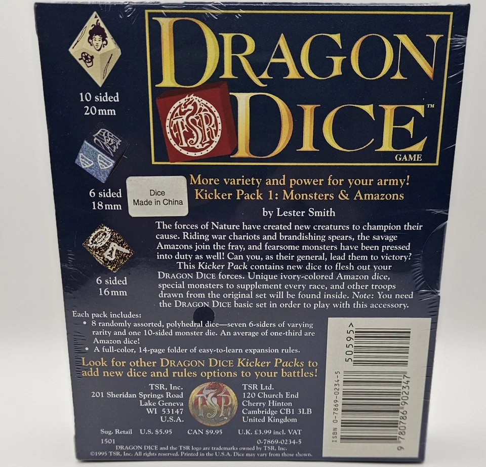 '95 Dragon Dice TSR 1501 Kicker Pack #1 Monstruos y Amazonas SELLADO Foto 2 de 4