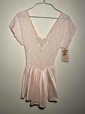 VTG coquettefairy Cinema Etoile Light Pink Beaded Lace Babydoll w/Panties SMALL