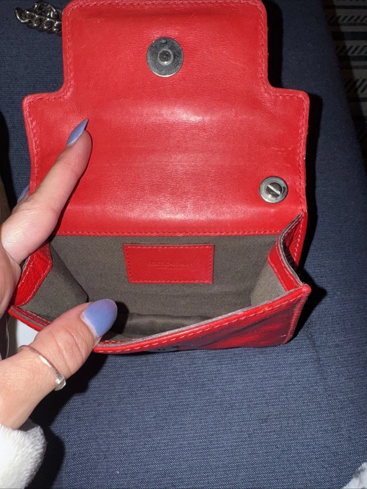 Bolsa de mão DOLCE & GABBANA couro barroco DG vermelho patente VINTAGE corrente tiracolo - Imagem 4 de 4