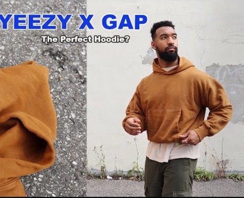 Yeezy Gap doppellagiger Hoodie braun Kapuzenpullover Tasche Gr. M Neu mit Etikett - Bild 1 von 9