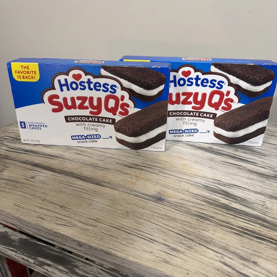 2 Cajas-Pasteles de Chocolate Hostess Suzy Q’s 5 MegaTamaño Snack Cake Paquetes Individuales Foto 2 de 4