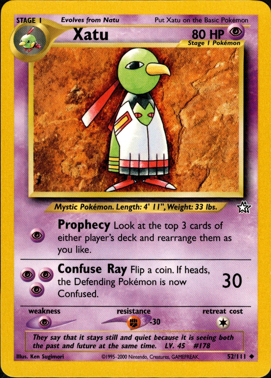 XATU 52/111 POKÉMON 2000 NEO GENESIS WOTC VINTAGE VTG NM UNCOMMON POKEMON CARD