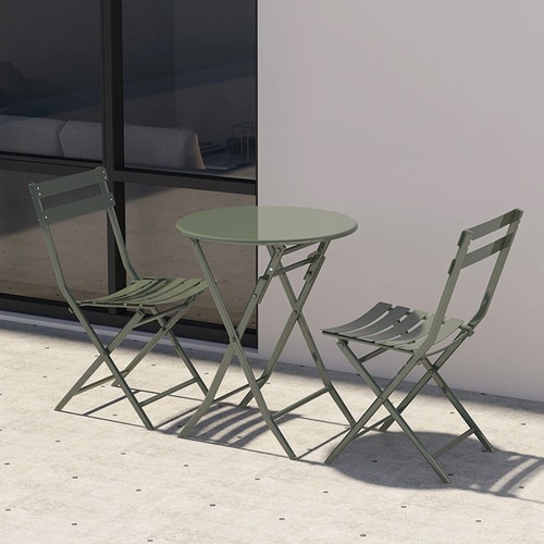 3-Piece Patio Bistro Set with Foldable Round Table and Chairs - Picture 4 of 7