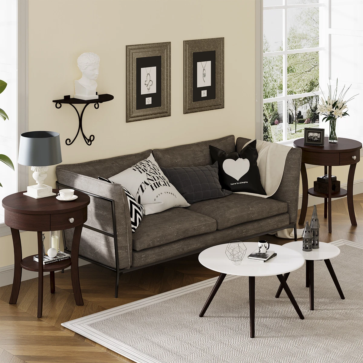2pcs living room bedroom couch sale sofa side table end table