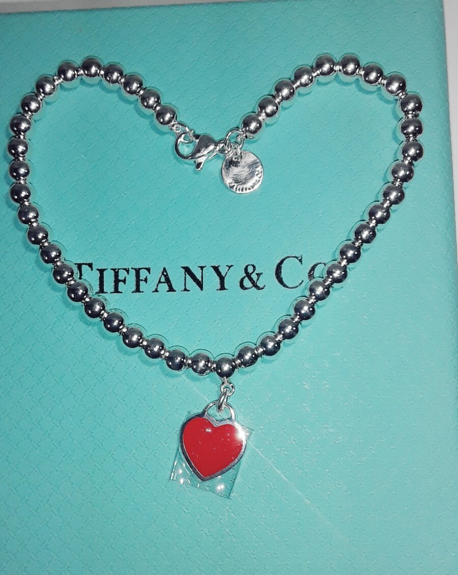 Return to Tiffany Co Red Enamel Mini Heart Tag 4mm Bead