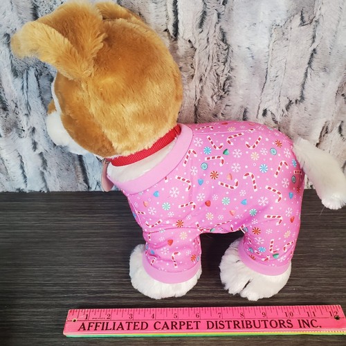 Build-A-Bear Promise Pets Brown and White Dog In Pink Christmas Pajamas BABW - Picture 7 of 8