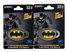 Lot of 2 Emtec Batman USB 32 GB Flash Drive/Keychain Back to School New Sealed