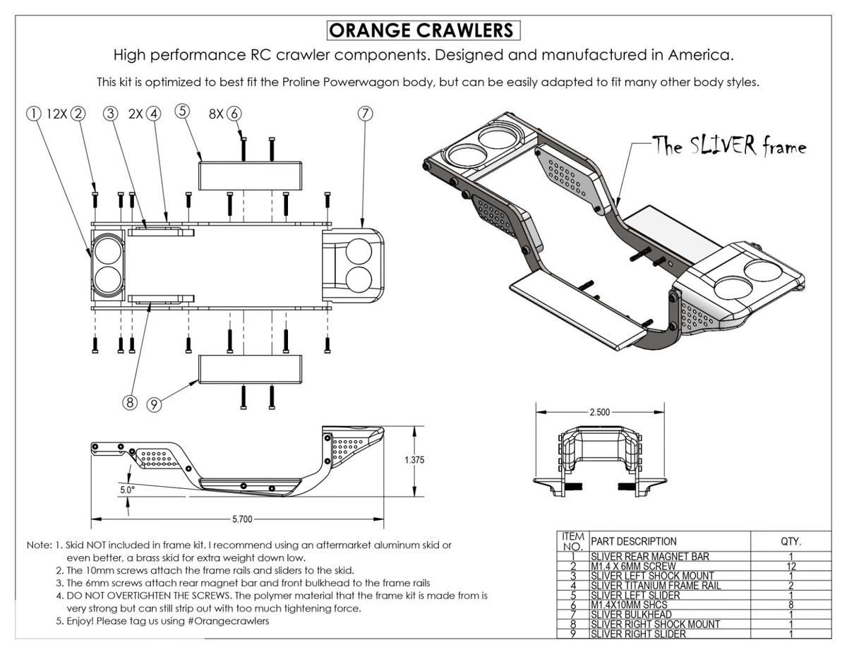 SCX24 6061 T6 Aluminum Low CG Chassis Kit With Sliders And