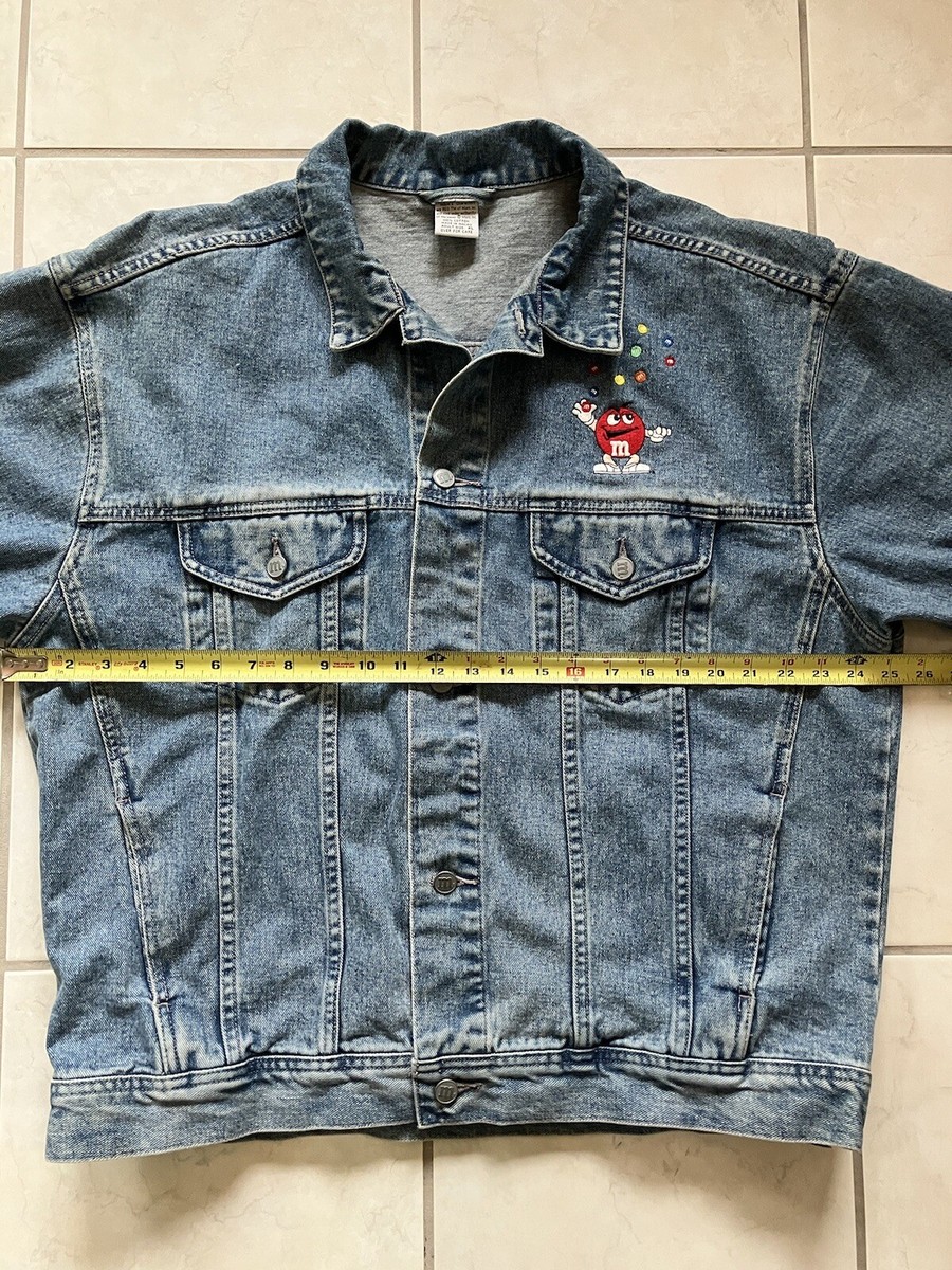 Vintage 90s M&M's Embroidered Denim Jean Jacket Adult XL Blue | eBay