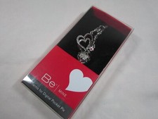 New in Box Brookstone Charm Crystal Embedded Metal Hearts Phone Keychain Be Mine