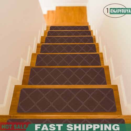 8"X30" 15PCS Indoor Stair Treads Carpet Mats Non-Slip Rugs for Wooden Steps