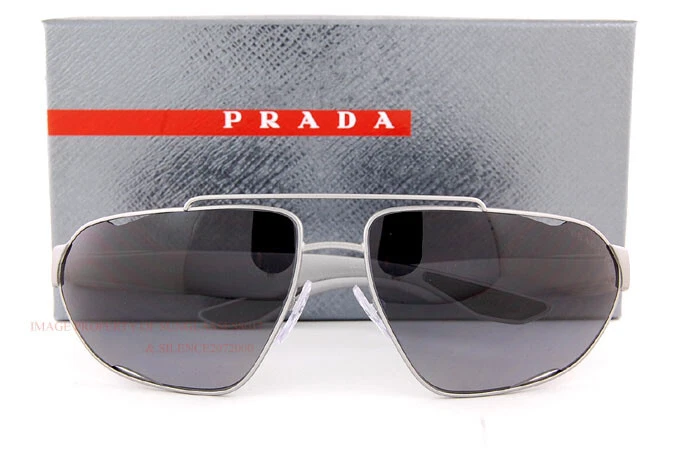 Brand New Prada Sport Sunglasses PS 56US 449 5W1 Silver Grey