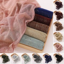 Women's Glitter Sequins Scarf Headscarves Shawls Head Wraps Solid Colors Hijabs