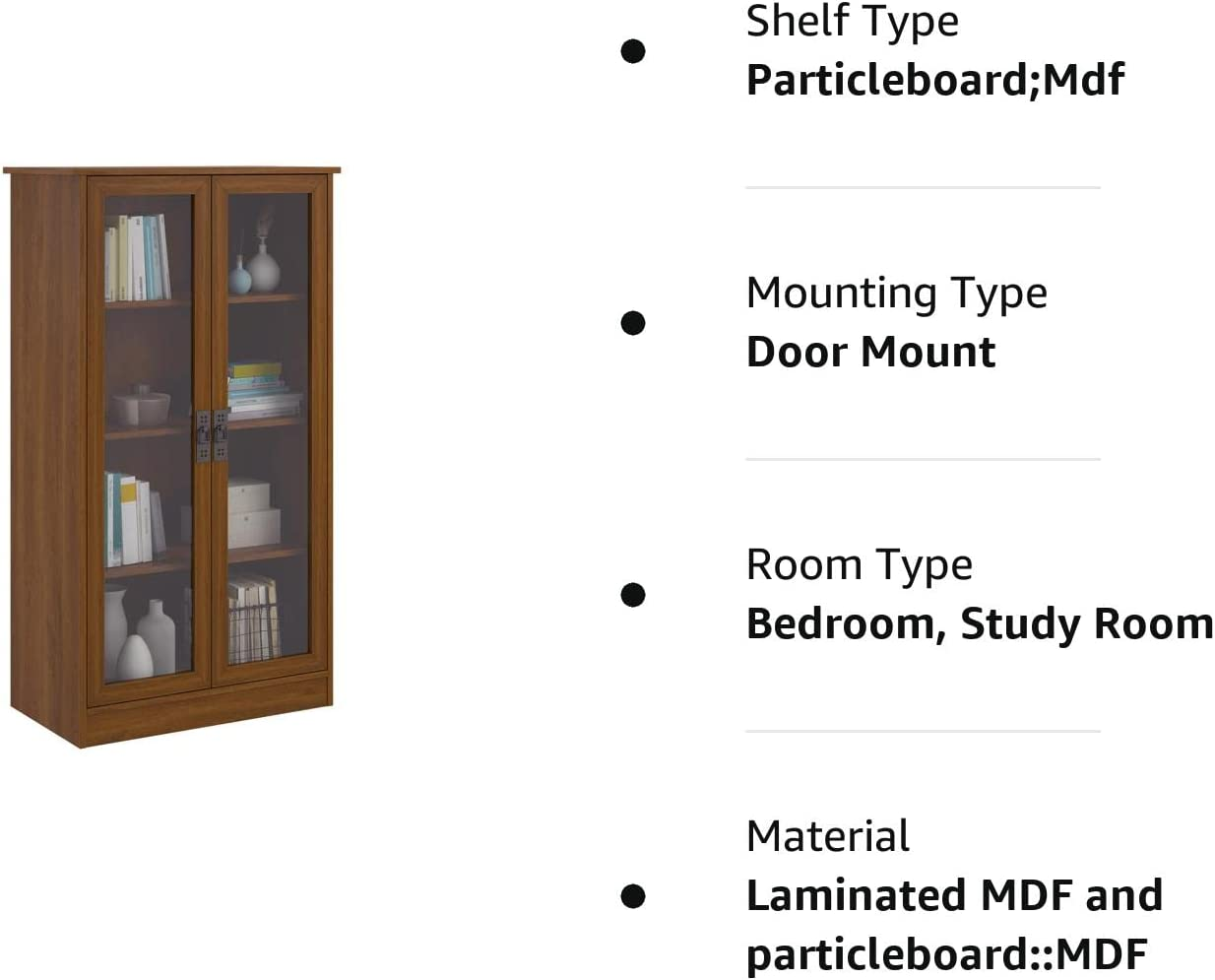 Ameriwood Home Quinton Point Bookcase with Glass Doors, Inspire Cherry