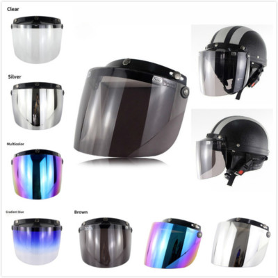 Open Back Motorcycle Helmet With Full Screen Visor And Universal Flip Up Lens