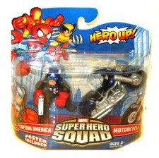 MARVEL PLAYSKOOL SUPEHERO SQUAD TOYS - CAPTAIN AMERICA BIKE Figure Set