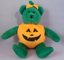 TY Green Tricky 9" Beanie Baby Jack O'lantern Costume Halloween Bear, 2003