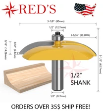 REDS Y60868-8 - 3-1/8" Dia Cove Raised Panel Cabinet 1/2" Shank Router Bit