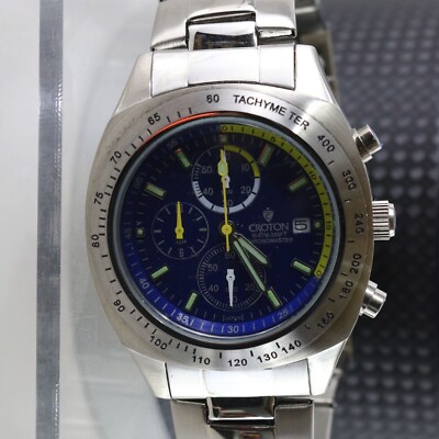 Croton Chronomaster Mens Watch Japan Quartz Stainless Steel 10